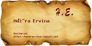 Héra Ervina névjegykártya